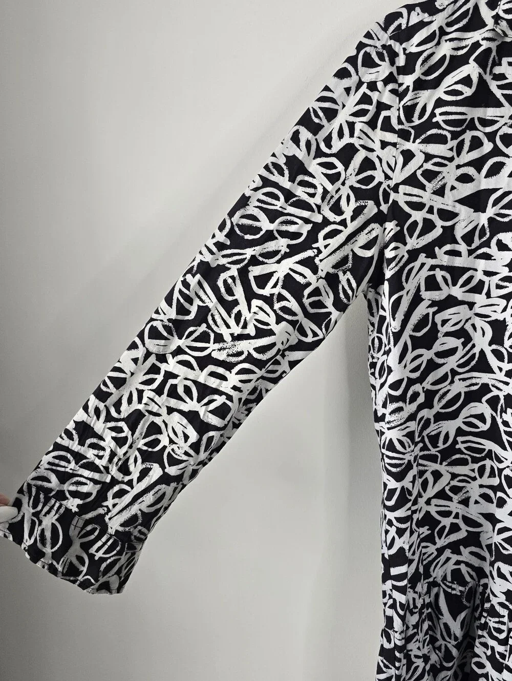 Kate Spade New York Glasses Print Long Sleeve Sleepshirt Dress M Button Front